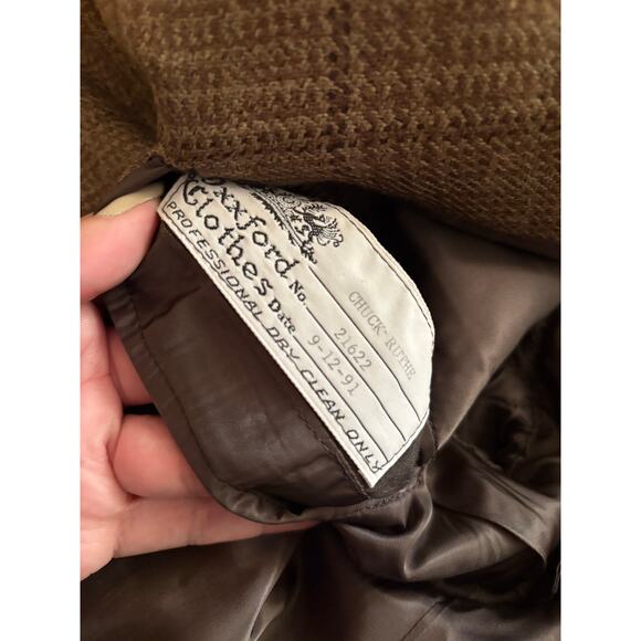 VTG Oxxford Clothes Pure Alpaca Men's Blazer 44R Brown Plaid Neiman Marcus 1991 - Picture 6 of 7